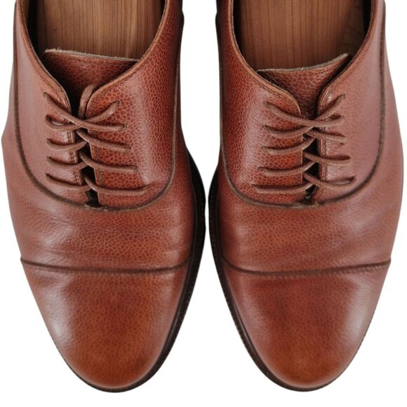 Salvatore Ferragamo Italy Brown Leather Dress Shoes Balmoral Cap-toe Oxfords 9D - Picture 10 of 11
